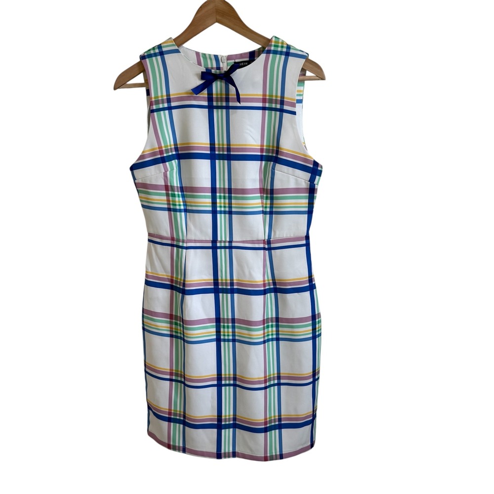 SHEIN White Plaid Sleeveless Sheath Dress Summer‎ Career Casual Party small
